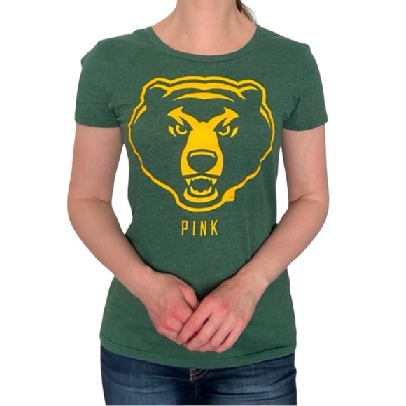 PINK Victoria's Secret Tops - PINK Victoria’s Secret Baylor University Bears green gold short sleeve T shirt